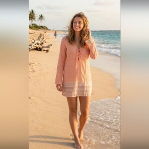 Athleta Del Sol Tunic Beach Cover-up in the Wildflower Peach pattern